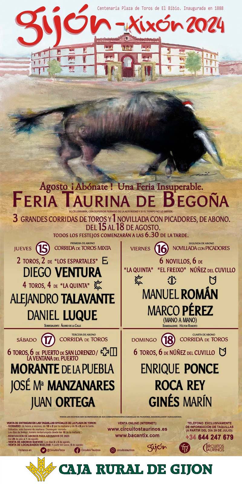 Cartel toros Gijón - toros Begoña Gijón